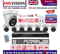 Hikvison 8CH 8POE DS-7608NXI-K1/8P NVR Light Alarm Dual Mic 4K 8MP IP Camera Lot