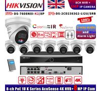 Hikvison 8CH 8POE DS-7608NXI-K2/8P NVR Light Alarm Dual Mic 4K 8MP IP Camera Lot