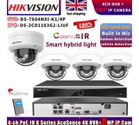 Hikvison DS-7604NXI-K1/4P Acusense ColorVu 8MP DS-2CD1183G2-LIUF IP Camera Lot