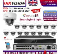 Hikvison DS-7616NXI-K2/16P NVR Color DS-2CD1183G2-LIUF 8MP IP Camera Systems Lot