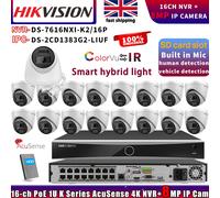 Hikvison DS-7616NXI-K2/16P NVR Color DS-2CD1383G2-LIUF 8MP IP Camera Systems Lot