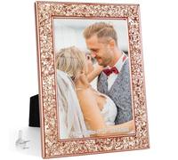 HIKWADERY 4x6 Picture Frame Glitter, Rose Gold Bling 4 by 6 Photo Frames with HD Real Glass, for Wall or Tabletop Display, Family Friends Wedding Christmas Day Gift (4 x 6, Rose Gold)