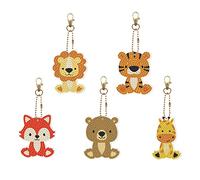Hikyskin LUSandy 5pcs DIY 5D Lion Tiger Bear Diamond Painting Keychain Kits Full Drill Special Shape Animals Diamond Art Key Chain Key Ring Set for Backpack Shoulder Bag Accessories Adults and Kids
