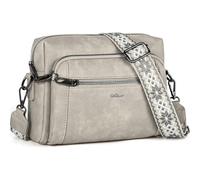 HILAEX Women's Crossbody Bag Leather Shoulder Handbags with Wide Strap Small Anti-thief Purse, Gray+gunmetal Zipper