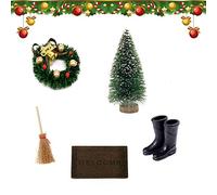 Hilai 1 Decorative Danish Gnome Door Gnome Door Nissedor Pack of 5 Miniatures Game Toy Mini Resin Desktop Christmas Ornament Wreaths Art Supplies for 1/12 Dollhouse as Shown, Black