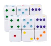 Hilai 12 Pack Large Dice, 25mm Jumbo Dice with White Base & Colorful Dot for Easy Reading, Board Games, Math Teaching, Game Night Essentials