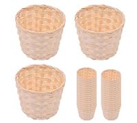 Hilai 36Pcs Mini Basket, Bamboo Strips Woven Berry Basket, 3x2 Small Picnic Desktop Round Container Storage for Wedding Party Favors Crafts Farmhouse Decor