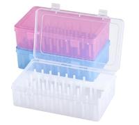 Hilai 3PCS Piping Tip Organizer with 42 Fixed Pins, Dustproof Plastic Cake Decorating Storage Organizer with Snap Closures