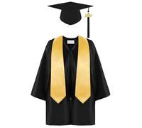 Hilai 3PCS/Set Kindergarten Graduation Cap and Gown, Preschool Graduation Cap and Gown with Stole for Kids Ceremonies, Fits Height 3'9" - 3'11", Black