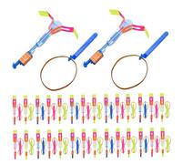 Hilai 50PCS Spin Copter LED Flying Toy with Slingshots & Arrows Funny Glow Toys Easy to Use Summer Outdoor Games Slingshot Flyer for Children's Day Party