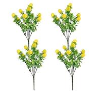Hilai Artificial Lemon Branches, Faux Lemon Branch with Green Leaves Lemon Bouquet Artificial Floral Picks Lemon Branches for Home Decoration 4PCS Artificial Fruits