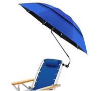 Hilai Beach Chair Umbrella, 47in Attachable Chair Umbrella with Clamp Foldable UV-Resistant Sun Shade for Beach Camping Fishing, Light Blue