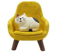 Hilai Cat Figurine with Sofa Cute Mini Cat DIY Japanese Style Decorative Tiny Cats Resin Cartoon Miniature Cats for Microlandscape Tabletop, Yellow