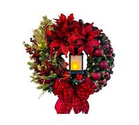 Hilai Christmas Decorations, LED Christmas Wreath 15.75 inch Light Up Christian Jesus Wreath Catholic Bible Scene Artificial Berry Garland Front Door Wall Decor