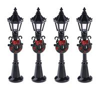 Hilai Christmas Tabletop Scenes, Mini Street Light Model Christmas Lamp Post Dollhouse Pathway Lantern Lighting Decor for Fairy Garden 4 Pcs