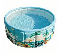 Hilai Collapsible Pool, Non Inflatable Foldable Pool Easy One-Click Setup for Boys, Girls, Pet, Ocean Blue, 35.4 X 17.7 Inch