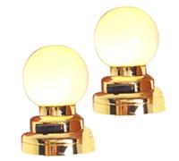 Hilai Dollhouse Ceiling Lights 2Pcs 1:12 Scale Simulation Miniature Dollhouse Lights Metal Battery Powered LED Lighting, Round Shape