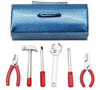 Hilai Dollhouse Miniatures, 6Pcs Miniature Tools Set with Blue Miniature Tool Box 1/12 Scale Accessories Repair Mini Tools with Wrenth, Hammer and More Dollhouse Accessories