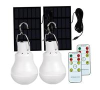 Hilai Electric Lanterns, Solar Bulb Lights Outdoor Garden 2Pcs Portable Solar Festoon Lights with Panel and Remote Control USB Rechargeable Light Bulbs with Hook for Emergency, Camping, Tent