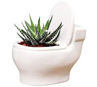 Hilai Indoor Pots For Plants, Toilet Planter Ceramic Toilet Shape Flower Pot Mini White Succulent Plant Pot for Decoration