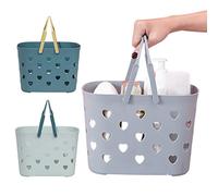 Hilai Shower Organiser, Shower Caddy Basket Drainage Toiletry Organizer Bin 3Pcs Bathroom Storage Baskets with Handles for College Dorm Gym Kitchen
