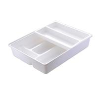 Hilai Silverware Drawer Organizer 2 Layer 10x12x2 Multi-Grid Cutlery Drawer Organizer with Slidable & Removable Top Layer for Kitchen Storage and Organization, White for Kitchen