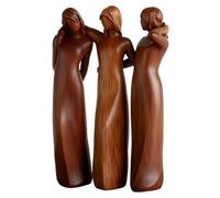Hilai Sister Figurines, Three Sisters Figurine Holding Hands, Hand-Painted Resin Statue for Shelves, Desks, and Cozy Spaces (Brown)