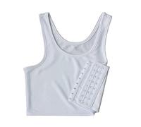 Hilai Sports Bra Breathable Flat Compression Chest Binder for Tank Bra Lesbian Vest White M