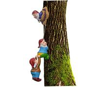 Hilai Statues Tree Climbing Gnome Garden Decoration Climbing Gnomes Tree Hugger Garden Ornament Outdoor Sculpture for Fence Decor