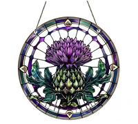 Hilai Tapestries, 2 Pack Scottish Thistle, 8 Inch Acrylic Scotland Ornament Hanging Scottish Decor for Home Window Wall