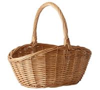 Hilai Wicker Basket with Handle, Portable Woven Wicker Picnic Baskets for Fruit, Vegetable, Flowers, Organizing
