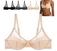 Hilaine Minimiser Bra, Breast Bra - Enchante, Mermaid Lace Bras (38G,Skin)