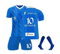 Hilal Riyadh Al Kit Kids, Kit for Boys 2023 2024 Boys' Football Training Shirts Shorts and Socks Activewear Soccer Jersey Retro Hilal Riyadh Al (No.10,M)