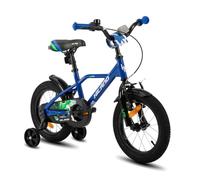 Hiland 14 Inch Kids Bike for Boys 3 4 5 6 years, with Stabilisers, Handbrake and Coaster Brake Boys Bike, Blue