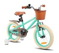 Hiland 16 Inch Kids Bike with Training Wheels, Green Girls' Bike, Handbrake and Coaster Brake, Kids Bike for Girls 5 6 7 8 Years with Basket