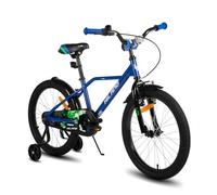HILAND 20 Inch Kids Bike, Front Hand Brake & Rear Coaster Brake, Boys Girls Bicycle with Stabilisers and Kickstand, High-Carbon Steel Frame Bike for Kids Boys Girls, Blue
