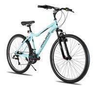 HILAND 26 Inch Women’s Mountain Bike, 21 Speed Steel Frame Adult Bicycle, Man MTB Bikes with Suspension Fork, Green