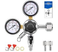 Hilangsan Co2 Regulator Beer Keg Regulator Dual Stages Kegerator Regulator CGA320 Co2 Tank Regulator Constant Co2 Pressure Regulator with Red Hose Clamps