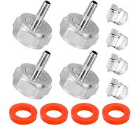 Hilangsan Keg Coupler Barb Connector 1/4'' Beer Barb G5/8 Thread Hex Nut 3/16 Beer Line Connectors with Clamps Keg Coupler Parts Beer Keg Coupler Fitting for Sankey Keg Couplers-4 Pack