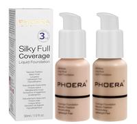 Hilareco 2PCS PHOERA Matte Liquid Foundation & Full Coverage Concealer, 30ml 24HR Matte Oil Control Concealer (2pcs-101+102/Porcelain+Nude)