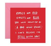 Hilarious Anniversary or Valentines Day Card - One Night Stand Funny Poem - Jokes for Partner Husband Wife Girlfriend Boyfriend Fiancé Babe Spouse Him Her - Comes with Stickers