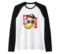 Hilarious Banana with Sunglasses Platano Power Dominican Raglan Baseball Tee