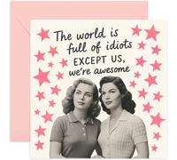 Hilarious Birthday Card for Best Friend Bestie BFF, She a Real Bad Btch Dog Card, Funny Gift - Rude Joke - Square, Blank Inside with Premium Envelope