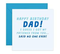 Hilarious Birthday Card for Dad - 'Patience Dad' - Presents for Father, Daddy, Pops, Him From Daughter or Son - Unlike Daddy - Comes with Fun Stickers