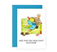 Hilarious Birthday Card for Him - 'Men Can't Multitask' - Gifts for Husband, Boyfriend, Dad, Brother, Boys, Colleague - In The Couch - Comes with Fun Stickers