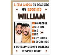 Hilarious Brother Gift Plaque - "A Few Words to Describe My Brother" - Funny Sign with Bold Design, Perfect for Brother’s Birthday, Gag Gift, Man Cave Decor (Card)