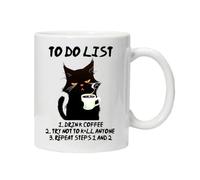 Hilarious Cats Mug Sarcastic Slogan Tea Coffee Ceramic Mugs Cup Gift Idea Black Cat Tabby Funny Cute Boxed (to Do List)