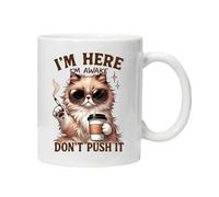 Hilarious Cats Mug Sarcastic Slogan Tea Coffee Ceramic Mugs Cup Gift Idea Black Cat Tabby Funny Cute Boxed (I'm Here I'm Awake Dont Push it)