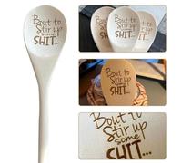 Hilarious Christmas Spoons,Bout to Stir Up Some Shit Funny Wooden Spoons,Novelty Long Handle Wooden Spoons,Christmas Engraved Spoon Gag Gifts for Friends and Family