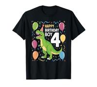 Hilarious Dinosaur Birthday Boy 4th Party Celebration Fun T-Shirt